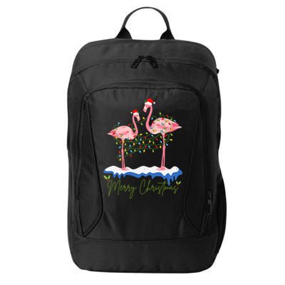 Merry Christmas Flamingo Holiday City Backpack