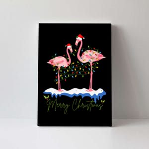 Merry Christmas Flamingo Holiday Canvas