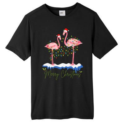 Merry Christmas Flamingo Holiday Tall Fusion ChromaSoft Performance T-Shirt