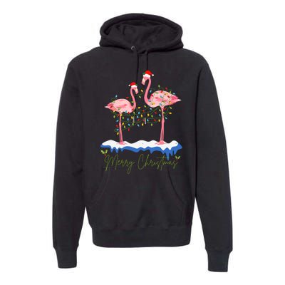 Merry Christmas Flamingo Holiday Premium Hoodie