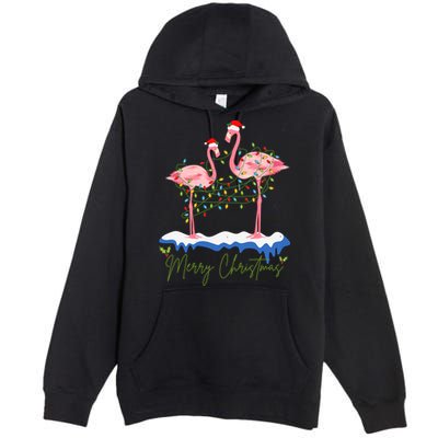 Merry Christmas Flamingo Holiday Premium Pullover Hoodie