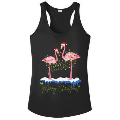 Merry Christmas Flamingo Holiday Ladies PosiCharge Competitor Racerback Tank