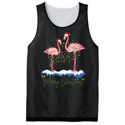 Merry Christmas Flamingo Holiday Mesh Reversible Basketball Jersey Tank