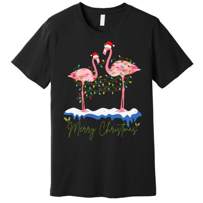 Merry Christmas Flamingo Holiday Premium T-Shirt