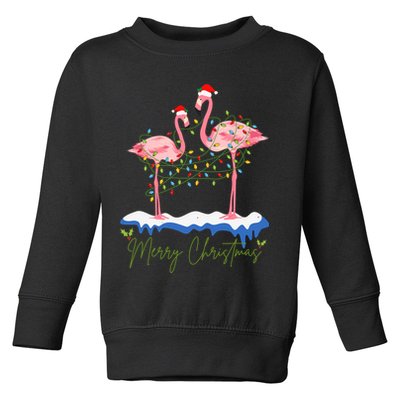 Merry Christmas Flamingo Holiday Toddler Sweatshirt