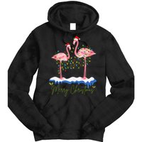 Merry Christmas Flamingo Holiday Tie Dye Hoodie