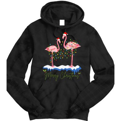 Merry Christmas Flamingo Holiday Tie Dye Hoodie