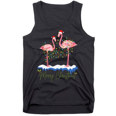 Merry Christmas Flamingo Holiday Tank Top