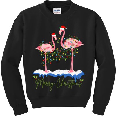 Merry Christmas Flamingo Holiday Kids Sweatshirt