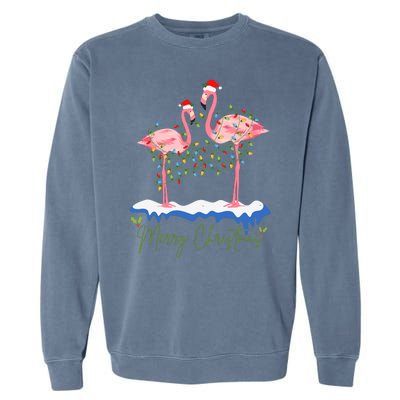 Merry Christmas Flamingo Holiday Garment-Dyed Sweatshirt