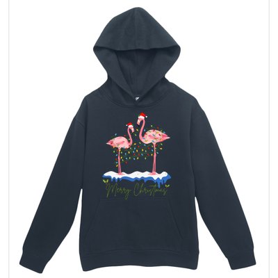 Merry Christmas Flamingo Holiday Urban Pullover Hoodie