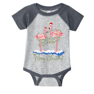 Merry Christmas Flamingo Holiday Infant Baby Jersey Bodysuit