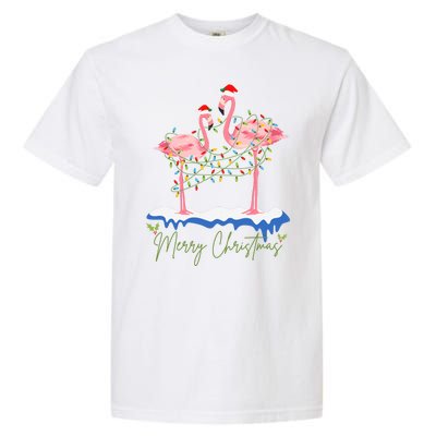 Merry Christmas Flamingo Holiday Garment-Dyed Heavyweight T-Shirt