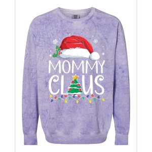 Mommy Claus Family Christmas Pajamas Santa Hat Xmas Lights Gift Colorblast Crewneck Sweatshirt