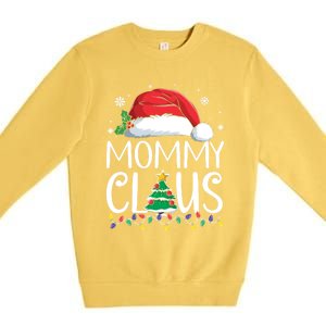 Mommy Claus Family Christmas Pajamas Santa Hat Xmas Lights Gift Premium Crewneck Sweatshirt