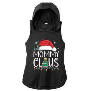 Mommy Claus Family Christmas Pajamas Santa Hat Xmas Lights Gift Ladies PosiCharge Tri-Blend Wicking Draft Hoodie Tank