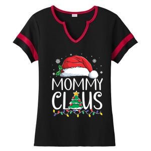 Mommy Claus Family Christmas Pajamas Santa Hat Xmas Lights Gift Ladies Halftime Notch Neck Tee