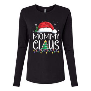 Mommy Claus Family Christmas Pajamas Santa Hat Xmas Lights Gift Womens Cotton Relaxed Long Sleeve T-Shirt