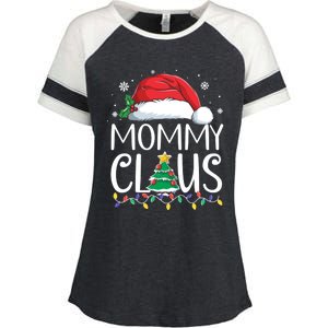 Mommy Claus Family Christmas Pajamas Santa Hat Xmas Lights Gift Enza Ladies Jersey Colorblock Tee