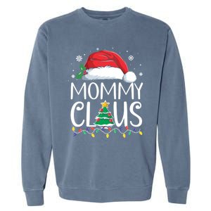 Mommy Claus Family Christmas Pajamas Santa Hat Xmas Lights Gift Garment-Dyed Sweatshirt