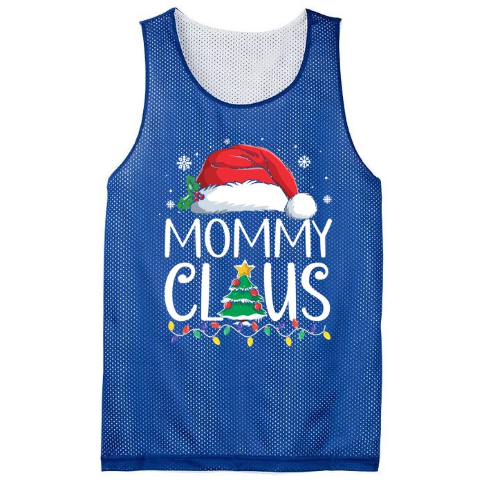 Mommy Claus Family Christmas Pajamas Santa Hat Xmas Lights Gift Mesh Reversible Basketball Jersey Tank