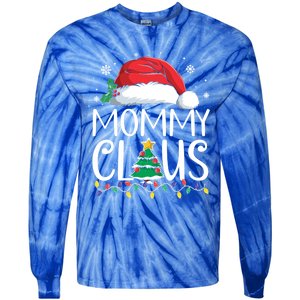 Mommy Claus Family Christmas Pajamas Santa Hat Xmas Lights Gift Tie-Dye Long Sleeve Shirt