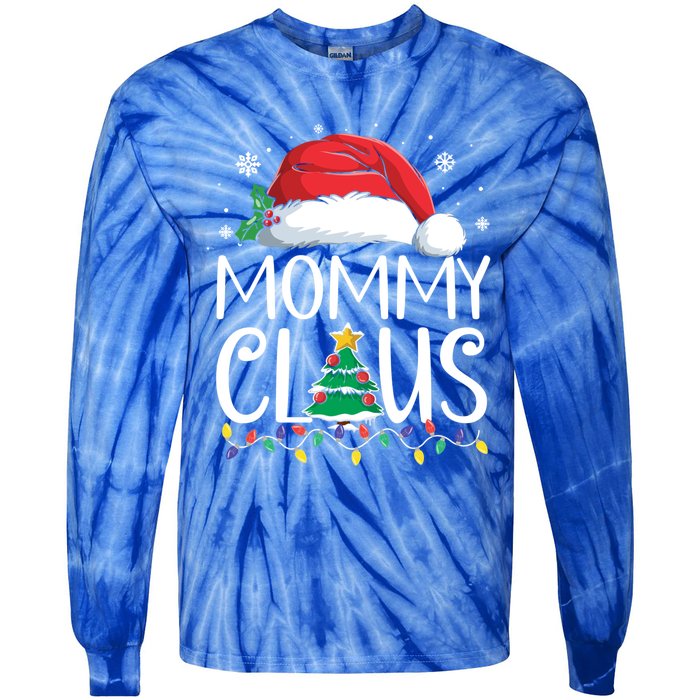 Mommy Claus Family Christmas Pajamas Santa Hat Xmas Lights Gift Tie-Dye Long Sleeve Shirt