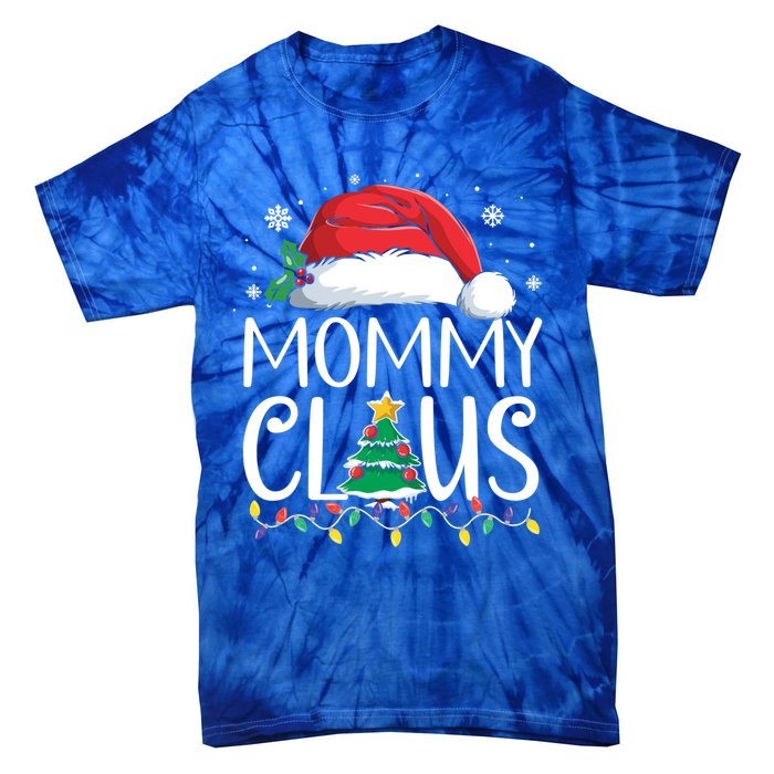 Mommy Claus Family Christmas Pajamas Santa Hat Xmas Lights Gift Tie-Dye T-Shirt