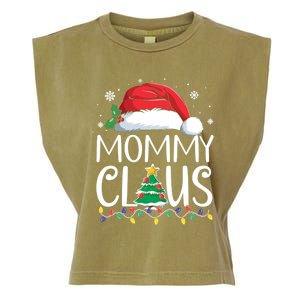 Mommy Claus Family Christmas Pajamas Santa Hat Xmas Lights Gift Garment-Dyed Women's Muscle Tee