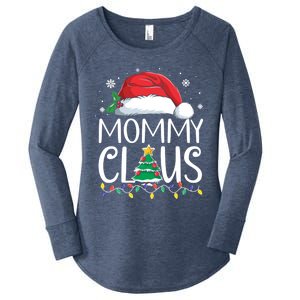 Mommy Claus Family Christmas Pajamas Santa Hat Xmas Lights Gift Women's Perfect Tri Tunic Long Sleeve Shirt