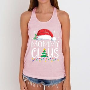 Mommy Claus Family Christmas Pajamas Santa Hat Xmas Lights Gift Women's Knotted Racerback Tank