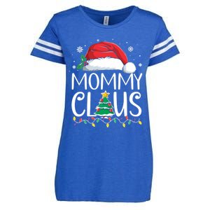 Mommy Claus Family Christmas Pajamas Santa Hat Xmas Lights Gift Enza Ladies Jersey Football T-Shirt