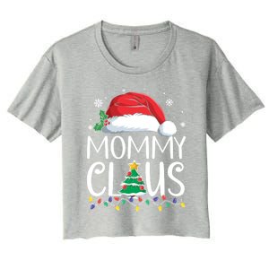 Mommy Claus Family Christmas Pajamas Santa Hat Xmas Lights Gift Women's Crop Top Tee