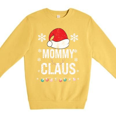 Mommy Claus Family Matching Xmas Light Cute Christmas Pajama Gift Premium Crewneck Sweatshirt