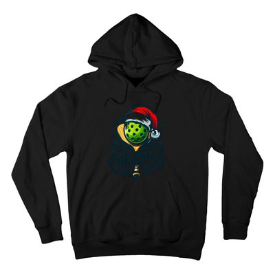 Merry Christmas Funny Pickleball Pickle Ball And Paddle Santa Hat Gift For Xmas Hoodie