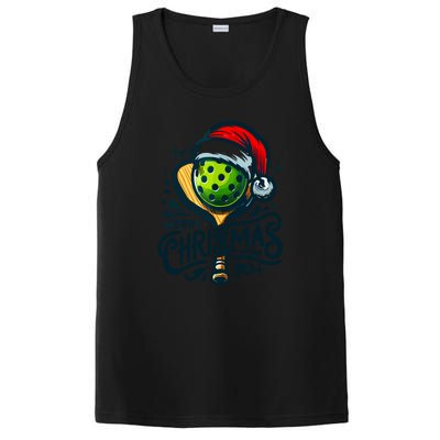 Merry Christmas Funny Pickleball Pickle Ball And Paddle Santa Hat Gift For Xmas PosiCharge Competitor Tank