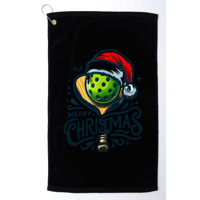 Merry Christmas Funny Pickleball Pickle Ball And Paddle Santa Hat Gift For Xmas Platinum Collection Golf Towel