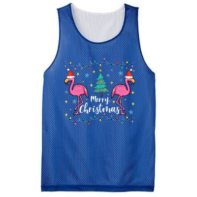 Merry Christmas Funny Santa Hat Flamingo Xmas Tree Christmas Gift Mesh Reversible Basketball Jersey Tank