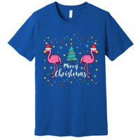 Merry Christmas Funny Santa Hat Flamingo Xmas Tree Christmas Gift Premium T-Shirt