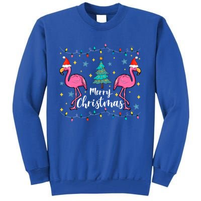 Merry Christmas Funny Santa Hat Flamingo Xmas Tree Christmas Gift Tall Sweatshirt