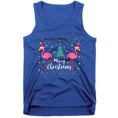 Merry Christmas Funny Santa Hat Flamingo Xmas Tree Christmas Gift Tank Top