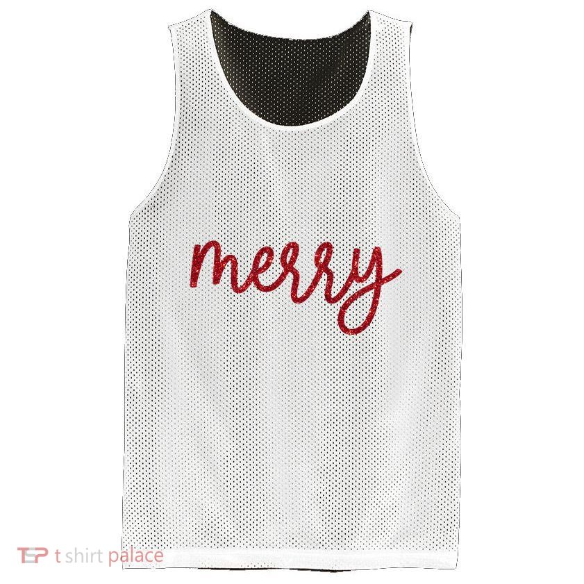 Merry Christmas Festive Family Matching Mesh Reversible Basketball Jersey Tank