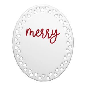 Merry Christmas Festive Family Matching Ceramic Oval Ornament