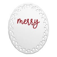 Merry Christmas Festive Family Matching Ceramic Oval Ornament