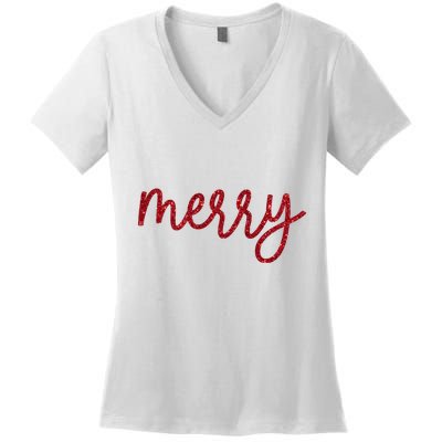 Merry Christmas Festive Family Matching Women's V-Neck T-Shirt