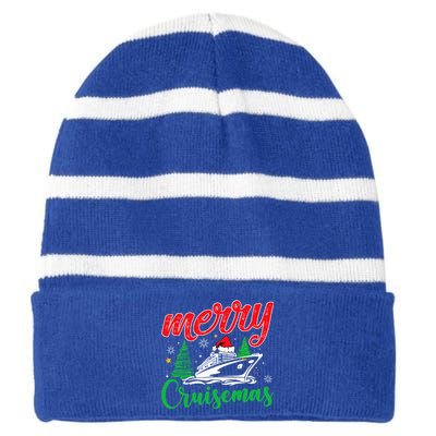 Merry Cruisemas Family Christmas Cruise Ship Funny Matching  Striped Beanie with Solid Band