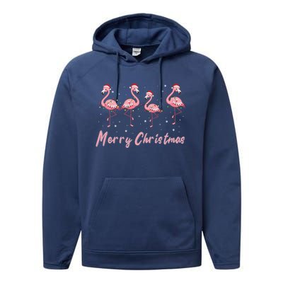 Merry Christmas Flamingo Funny Christmas Gift Performance Fleece Hoodie