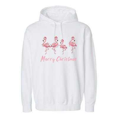 Merry Christmas Flamingo Funny Christmas Gift Garment-Dyed Fleece Hoodie