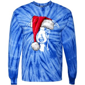 Merry Christmas Funny Whippet Santa Claus Hat Xmas Dog Retro Gift Tie-Dye Long Sleeve Shirt