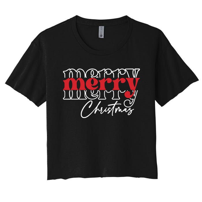 Merry Christmas Family Funny Christmas Women's Crop Top Tee